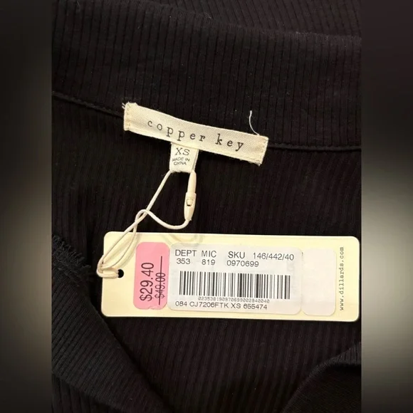 Copper Key Collared Ribbed Knit Black Dress NWT XS - Picture 10 of 11